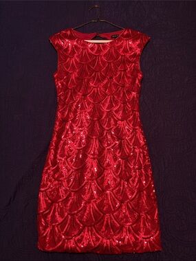 Red Sequin Party Dress - Women
